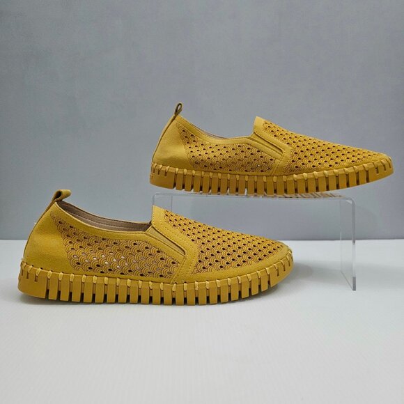 NEW Ilse Jacobsen Tulip 140 Sneaker Women EU 43 Yellow Slip On Travel Minimalist - Picture 3 of 13